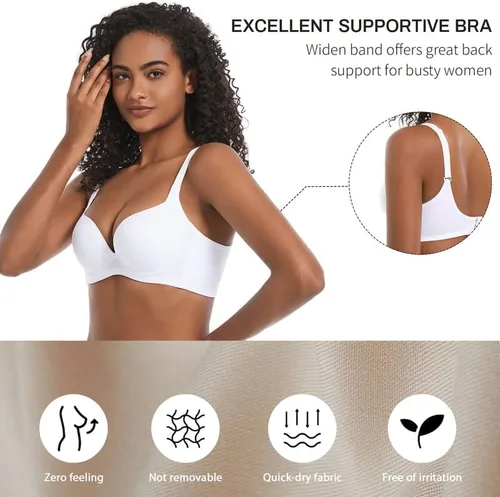 Vista 3 de SYMUNTIE Cómodos sujetadores push up para mujer, cobertura completa y levantamiento invisible
