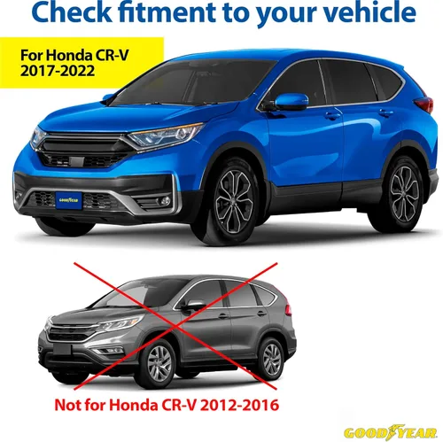 Vista 2 de Aletas antibarro Goodyear para Honda CR-V 2017-2022, par, termoplástico resistente, ajuste personalizado, fácil de instalar, durabilidad