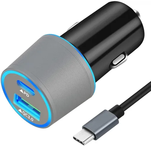 Vista 9 de Adaptador de cargador de coche rápido USB C de 45 W con cable tipo C de 3.3 pies para Google Pixel Android Phone Plug PD/PPS & QC3.0 Cigarette