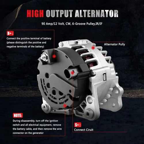 Vista 4 de Nuevo alternador para Volkswagen para GOLF 1999-2006 para JETTA 1999-2005 alternador de alto rendimiento 90AMP 12V Reemplazar 13852 21485 ABO0193