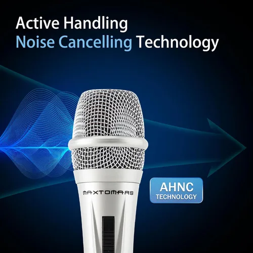 Vista 4 de Adamantite Micrófono dinámico de karaoke para cantar, micrófono de mano con cable, cable de 13 pies e interruptor magnético, perfecto