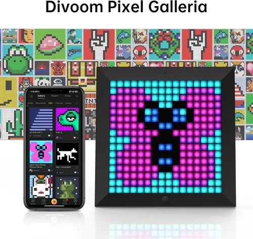 Vista 3 de Divoom Pixoo Pixel Art Display y altavoz Bluetooth retro Ditoo Pro - Pixel Art personalizable, Bluetooth 5.0, para decoración creativa y diversión