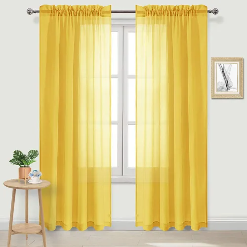 Vista 13 de DWCN Cortinas Transparentes Aqua de Voile Semitransparente con Bolsillo para Barra para Dormitorio y Sala de Estar, 36 x 36 pulgadas de Largo, Juego