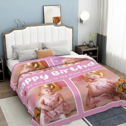 Vista 2 de Purefly Regalos para mejores amigos, mantas personalizadas con fotos, manta con imagen personalizada para mujeres, niñas y adultos, manta para mejor