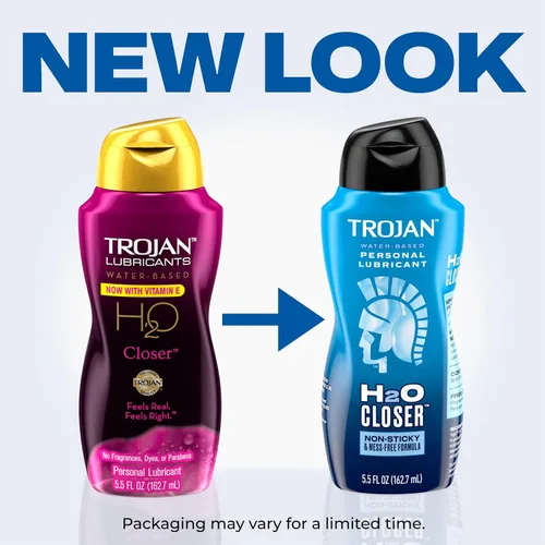 Vista 2 de TROJAN Lubricantes H2O Closer Lubricante a base de agua, lubricante Sin fragancia ni tinte para pieles sensibles, vitamina E, lubricante a base