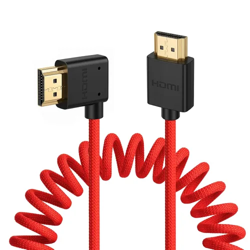 Vista 8 de 8K HDMI a abajo HDMI de alta velocidad negro en espiral trenzado cable para Sony A7S3 FX3 FX9 Canon C70 Z CAM E2 cámara Atomos Ninja V Shinobi Cable