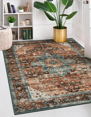 Vista 15 de Moynesa Alfombra ultra fina lavable de 2 x 3 pies, alfombra pequeña de cocina para entrada, interior, antideslizante, tapete vintage para puerta