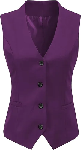 Vista 7 de Chaleco formal de 4 botones con cuello en V para mujer