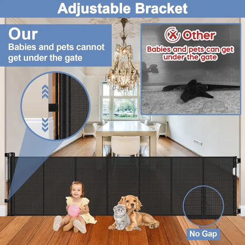 Vista 4 de Puertas retráctiles reforzadas extra largas de 120 pulgadas para marcos de puertas, puerta extra ancha para mascotas interior, puertas retráctiles