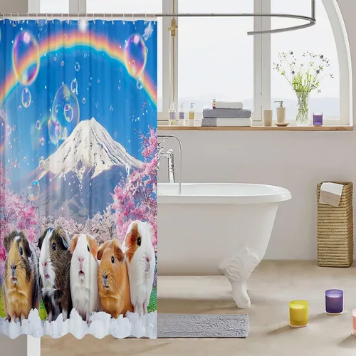 Vista 129 de Feelyou Cortina de ducha con diseño de gato para decoración de baño, bonita cortina de baño para puestos de bañeras, accesorios de baño divertidos