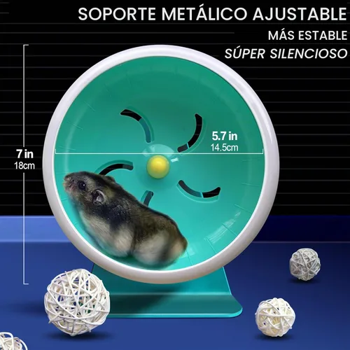 Vista 3 de lazYYzal Rueda silenciosa para hámster, accesorios para rueda de ejercicio de animales pequeños súper silenciosos, ruedas silenciosas para hámster