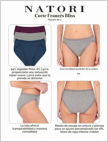 Vista 5 de Natori Paquete de 3 calzoncillos de corte francés Pima Bliss para mujer Cafe