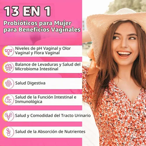 Vista 2 de 70 mil millones de UFC probióticos vaginales, equilibrio de pH