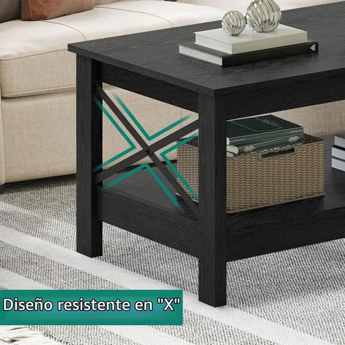Vista 7 de YITAHOME Mesa de centro para sala de estar, mesa de café moderna de estilo granja con almacenamiento, mesa de centro de 2 niveles, mesa de acento