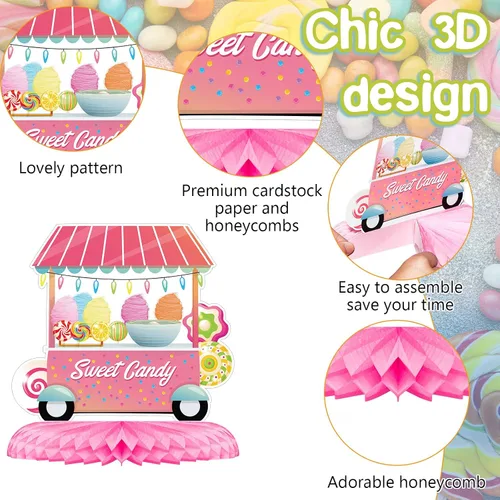 Vista 4 de 10 Pcs Candy Party Decorations Candyland Table Decor Welcome to Candyland