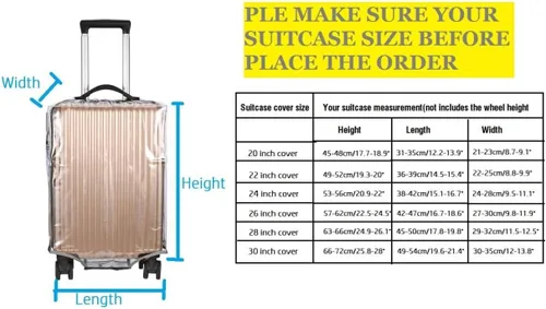 Vista 3 de Protector de funda de maleta de PVC transparente para maleta, protector de equipaje totalmente transparente, funda impermeable para maleta