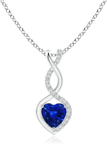 Vista 10 de Angara Heart-Shaped Blue Sapphire Infinity Pendant with Diamond Accents Oro Rosa