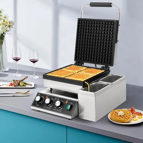 Vista 7 de Mini panqueques holandés, máquina eléctrica antiadherente comercial con control de tiempo y temperatura, máquina antiadherente para panqueques