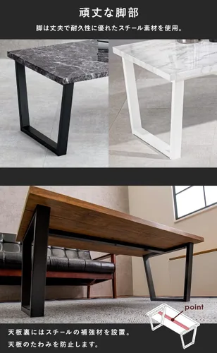 Vista 5 de Hagiwara LT-4395MBK Low Table, Center Table, Table, Desk, Marble Top x Steel Legs, Chic Modern, Living Room, Sofa Table, Width 35.4 inches (90 cm)