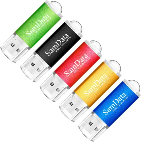 Vista 8 de SamData Paquete de 3 unidades de memoria USB 2.0 de 16 GB, 3 colores: negro, azul, verde
