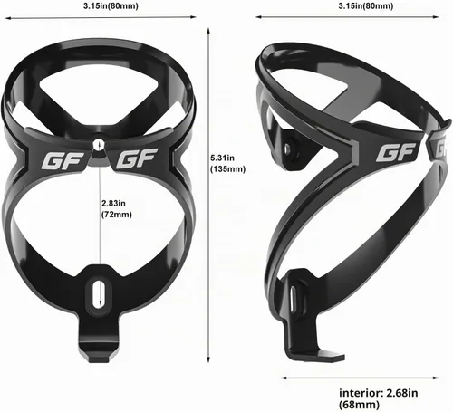 Vista 3 de GEMFUL Botellas de agua para bicicleta con soporte de 25.4 fl oz, paquete Botella negra con soporte (paquete de 2)