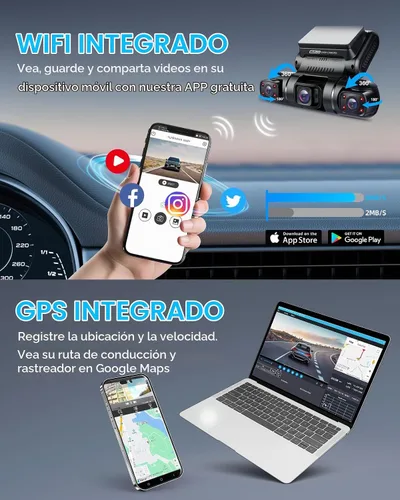 Vista 7 de PRUVEEO Cámara de tablero de 360° de 4 canales delantera y trasera interior izquierda derecha, cámara de tablero para automóviles