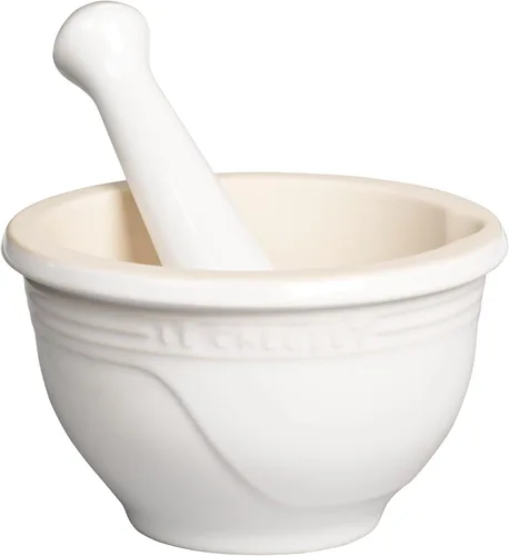 Vista 4 de Le Creuset Juego de mortero y mortero de gres, 10 onzas., Cerise