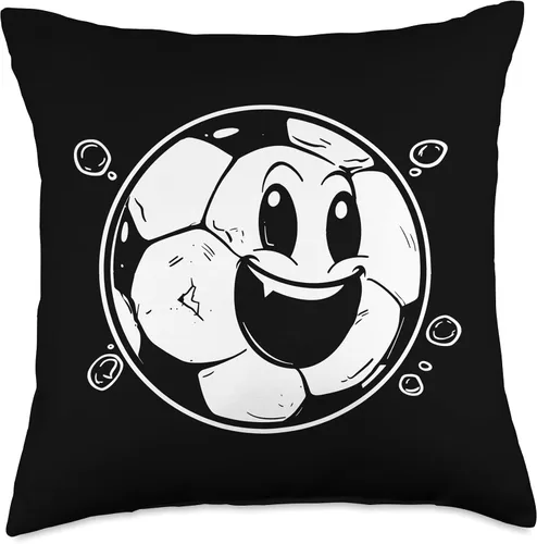 Vista 4 de Soccer Ball Cartoon Look Football Throw Pillow