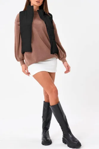 Vista 6 de Trendy Queen Chaleco acolchado para mujer, sin mangas, ropa de abrigo de invierno, cálido, ligero, a la moda, cuello alto, chaleco de plumón
