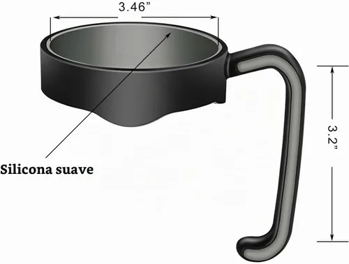 Vista 4 de Tumbler, Manija colorida para vaso térmico de 20 oz., Negro