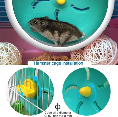 Vista 9 de lazYYzal Rueda silenciosa para hámster, accesorios para rueda de ejercicio de animales pequeños súper silenciosos, ruedas silenciosas para hámster