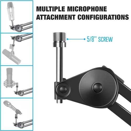 Vista 3 de AxcessAbles - Brazo de brazo de micrófono resistente de 3.3 pies con cable XLR de 6 pies y lazos, capacidad de 5 libras, soporte de escritorio