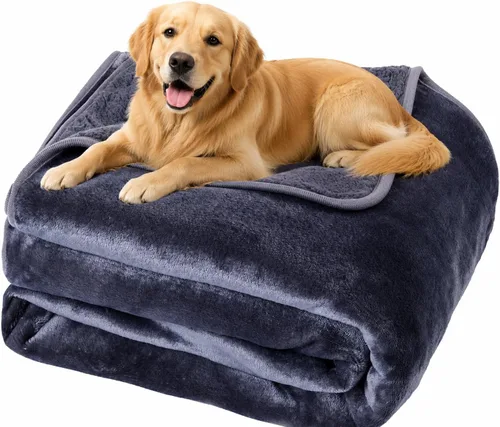 Vista 7 de Mantas impermeables para perros, manta para mascotas, con estampado de huellas, súper suave, cálida y mullida, toallita protector de sofá, coche