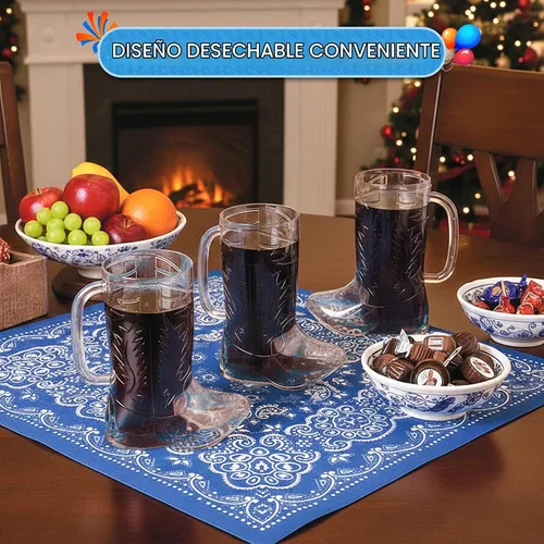 Vista 2 de 4E's Novelty 10 tazas de botas de vaquero (paquete de 10) de plástico duro reutilizable de 17 onzas, sin BPA, para suministros de fiesta temática
