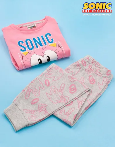 Vista 2 de Sonic The Hedgehog Pijama para niñas, color rosa y pijama largo, Rosado