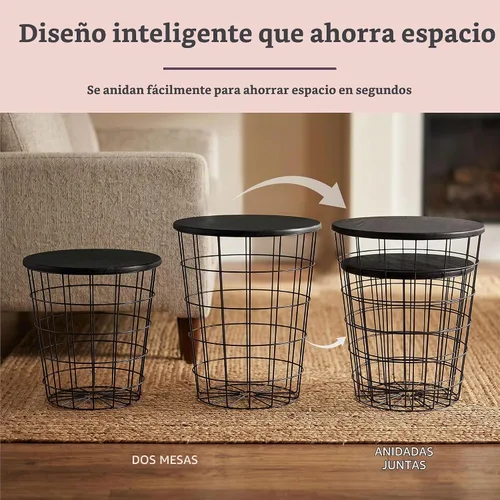 Vista 7 de Lavish Home Mesas auxiliares redondas - Juego de 2 mesas anidadas