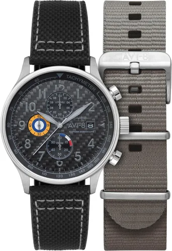 Vista 8 de Reloj analógico AV-4011 Hawker Hurricane, con mecanismo de cuarzo japonés, con correa de piel, de AVI-8