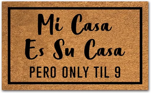 Vista 7 de Funny Mi Casa ES Su Casa Pero Only Til 9 - Tapete frontal para exteriores con entrada resistente, tapete de fibra de coco natural de fibra de coco