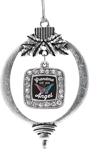 Vista 9 de Inspired Silver - Adorno con dije de reina de rodillo - Adornos navideños cuadrados de plata con joyas de circonita cúbica