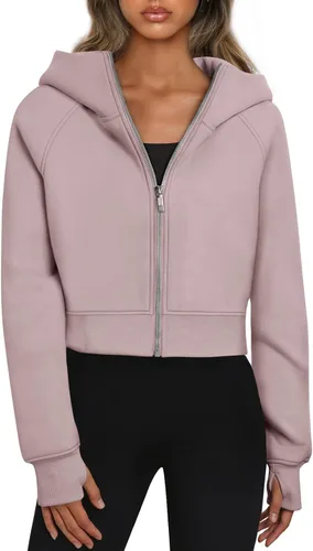 Vista 19 de Trendy Queen Sudaderas con capucha y cremallera para mujer, chaquetas Verde Armada (ArmyGreen)
