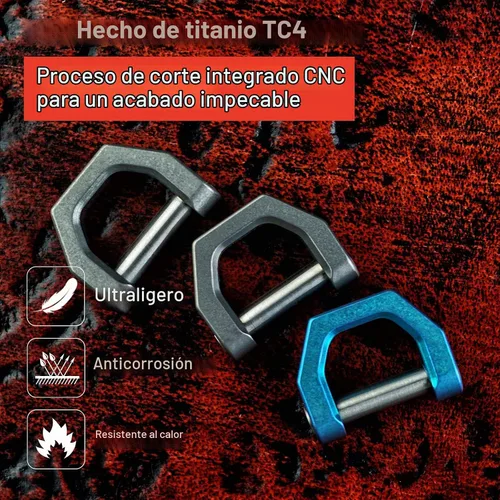 Vista 5 de MecArmy - Organizador de llaves de titanio CH2 con anillo en D, llavero seguro en forma de D para llaveros de automóvil y equipo EDC, alternativa