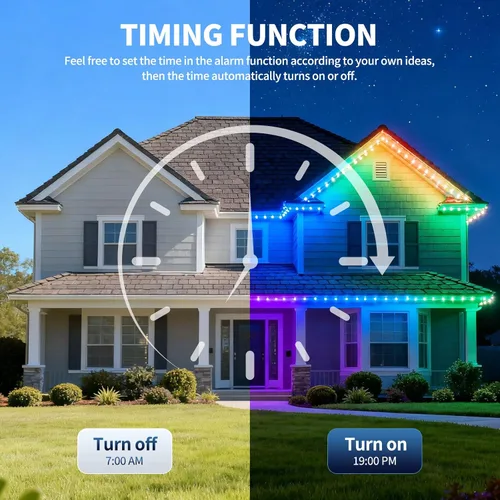 Vista 6 de Luces permanentes para exteriores de 100 pies con 50 LED, 16 millones de colores DIY RGB Christmas Lights, App/Remote Control, 33 Scene Modes, 216