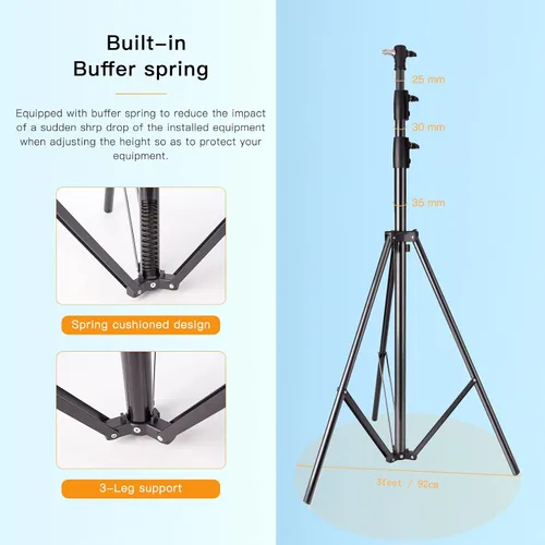 Vista 3 de Godox Soporte de luz de fotografía de aluminio para iluminación de estudio fotográfico, cajas de luz, paraguas, fondos - 240 cm, 94 pulgadas