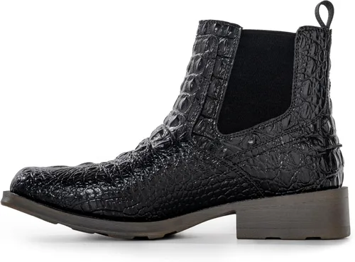 Vista 4 de Botas vaqueras para hombre, botas Chelsea occidentales con punta Negro