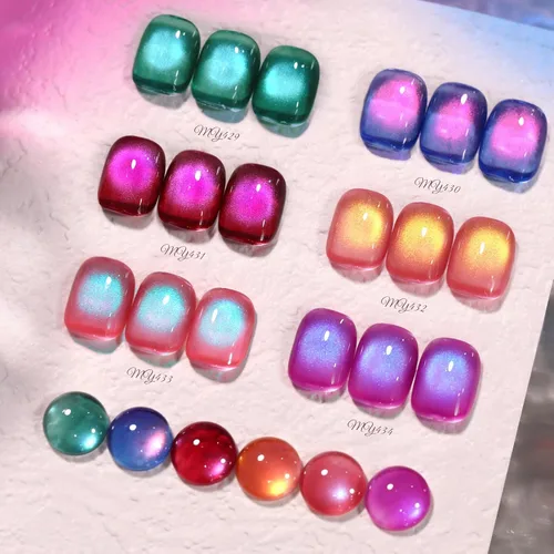 Vista 18 de Born Pretty - Esmalte de uñas de gel magnético 9D con purpurina reflectante, esmalte de gel holográfico de color gato magnético, juego de 7ml, 6