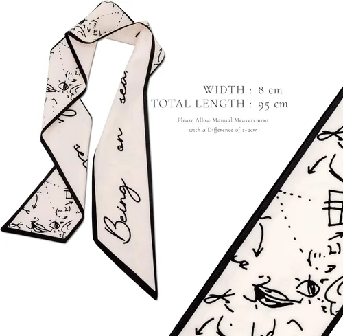 Vista 20 de Women's Designer Neckerchief Handbag Handle Ribbon Fashion Scarf Letter Printed Hair Tie