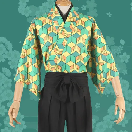 Vista 7 de Cosplay Demon Slayer Kimetsu No Yaiba Sabito Party Costume Kimono Set