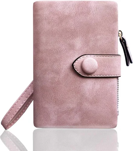 Vista 5 de AOXONEL Women's Small Bifold Leather wallet Rfid blocking Ladies Wristlet with Card holder id window Coin Purse