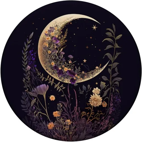 Vista 3 de Boho Moon Wildflower Floral PopGrip intercambiable con fondo morado oscuro