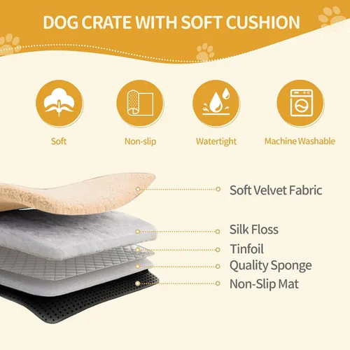 Vista 5 de Hzuaneri 63" Mueble de jaula para perros para 2 perros, jaula de perro interior resistente con soporte para TV, jaula de madera para perros L